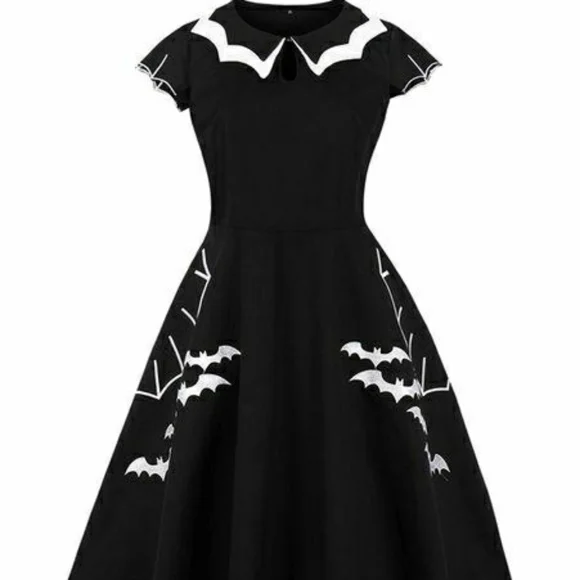 Sucrefas 1XL Bat A-Line Dress Retro Pinup Goth - Picture 1 of 3